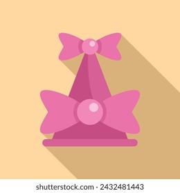 Party bow cone hat icon flat vector. Festive cap. Head covering