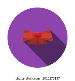 Party Bow Icon. Flat Circle Stencil Design With Long Shadow. Vector Illustration.