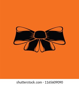 Party bow icon. Orange background with black. Vector illustration.