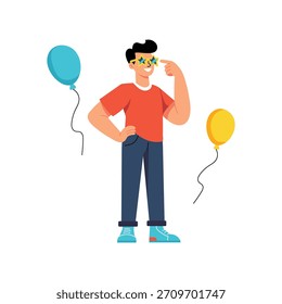 Ilustración vectorial plana de Party Boy EPS 10 File