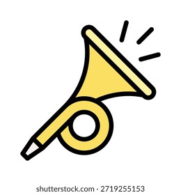 Icono del cuerno de la corneta del partido, celebración llena y diseño del Vector del año Nuevo