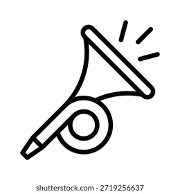 Icono del cuerno de la corneta del partido, celebración de la línea y diseño del Vector del año Nuevo