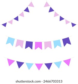 Party bunting. Color paper triangular flags colorful party pennants for  celebration decoration