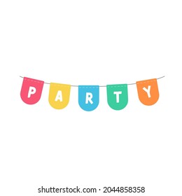 Party bunting flags. Colorful flags to hang at celebration parties.