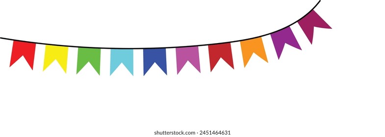 Party Bunting Flags flat icon, vector sign, colorful pictogram isolated on white. Decoration symbol, logo illustration. Flat style design. Vector illustration. Eps file 393.