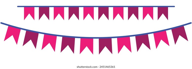 Party Bunting Flags flat icon, vector sign, colorful pictogram isolated on white. Decoration symbol, logo illustration. Flat style design. Vector illustration. Eps file 388.