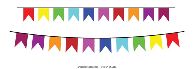 Party bunting icon. Color paper triangular flags vector illustration. Decoration concept. Vector illustration. Eps file 387.