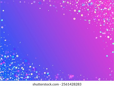 Party Burst. Neon Paper. Falling Poster. Modern Ribbon. 3d Pattern. Hologram Glitter. Glare Birthday Backdrop. Blue Light Sparkle. Purple Party Burst