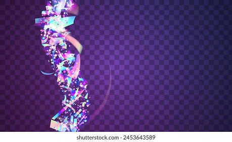 Party Burst. Retro Christmas Serpentine. Color Glitter. Isolated Design. Purple Glare Ribbon. Happy Pattern. Celebrate Confetti. Surprise Paper. Pink Party Burst