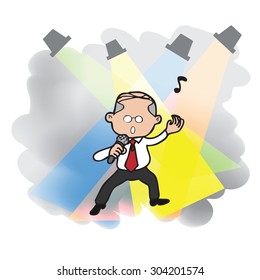 Party Businessman old singing and dance