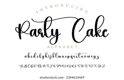 Party Cake calligraphy script. Vector alphabet.