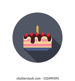 Party cake color icon. Flat design for web and mobile