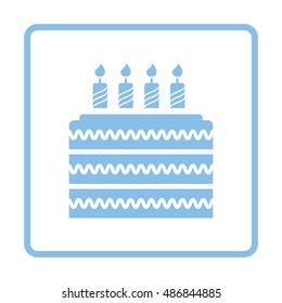 Party cake icon. Blue frame design. Vector illustration.