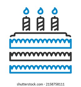 Party Cake Icon. Editable Bold Outline With Color Fill Design. Vector Illustration.