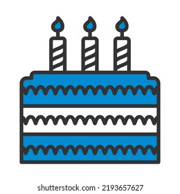 Icono de pastel de fiesta. Contorno de negrita editable con diseño de relleno de color. Ilustración vectorial.