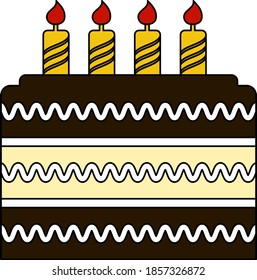 Icono de pastel de fiesta. Esquema Editable Con Diseño De Relleno De Color. Ilustración vectorial.