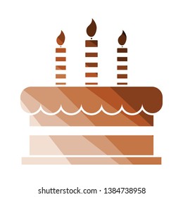 Party cake icon. Flat color design. Vector illustration.