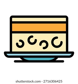 Icono de pastel de fiesta. Esquema de la torta del partido Vector icono de color plano aislado