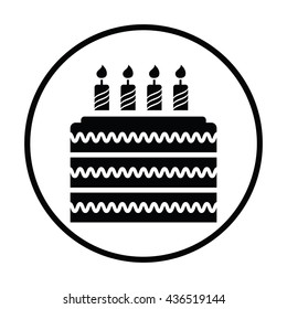 Party cake icon. Thin circle design. Vector illustration.