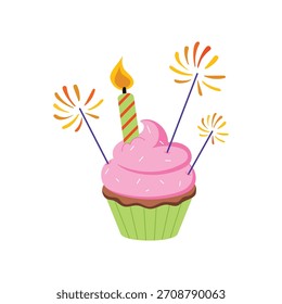 Ilustración de etiqueta engomada del Vector de la torta del partido.