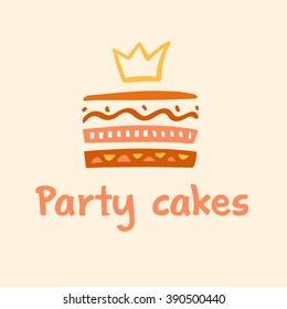 Party cakes logo. Logo confectionery, coffee shop. 