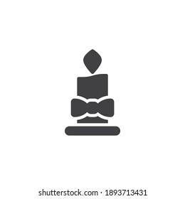 Party candle vector icon. filled flat sign for mobile concept and web design. Candle with bow ribbon glyph icon. Symbol, logo illustration. Vector graphics