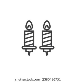 Party candles line icon. linear style sign for mobile concept and web design. Two candles outline vector icon. Symbol, logo illustration. Vector graphics