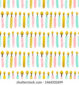 Party Candles Seamless Pattern. Vector Illustration of Trendy Greeting Background.