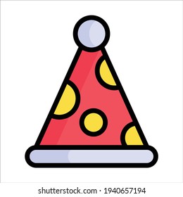 party cap, celebration flat line icon