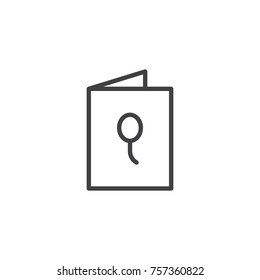 Party card with balloon line icon, outline vector sign, linear style pictogram isolated on white. Symbol, logo illustration. Editable stroke