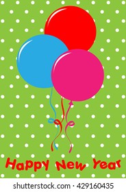 Party Card Happy new year with balloon Vector Illustration.