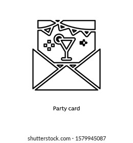 Party card linear icon vector on white background. Celebration illustration