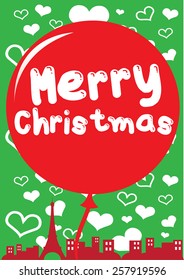 Party Card Merry Christmas with balloon and text bubble