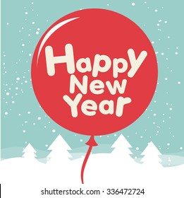 Party Cards Happy new year with balloon Vector.