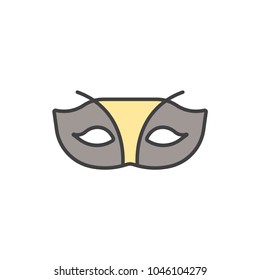 Party, carnival mask flat line colored icon.