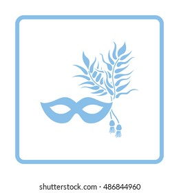 Party carnival mask icon. Blue frame design. Vector illustration.