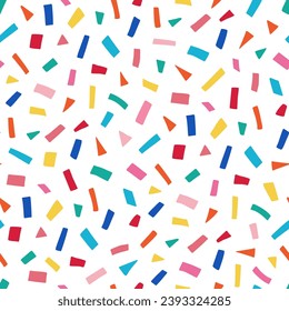 Party, carnival texture background. Birthday party, carnival confetti texture, seamless pattern. Sweet candy, disco wrapping seamless background wallpaper. Vector illustration