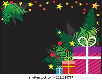 party celebration background image with leaves gift box stars decoration