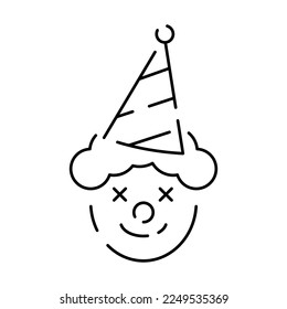 Party celebration birthday, holidays, event, carnival festive line icon. Party decor elements thin. Vector illustration clown