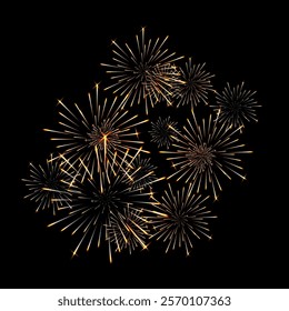 Party celebration firework vector with the night sky.  Realistic Firework design. Christmas fireworks vector illustration template. New year background design. 