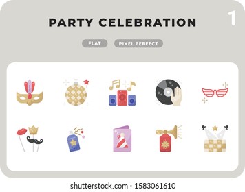 Party Celebration Flat  Icons Pack for UI. Pixel perfect thin line vector icon set for web design and website application.
