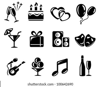 Party and celebration icon set