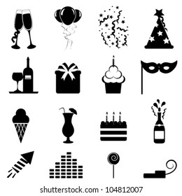 Party and celebration icon set