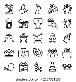 party and celebration icon set, with modern and simple style