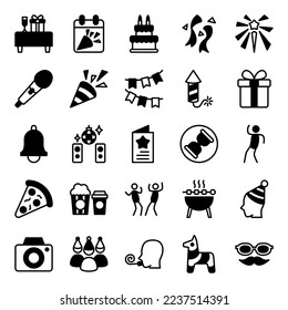 party and celebration icon set, with modern and simple style
