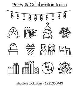 Party & Celebration icon set in thin line style