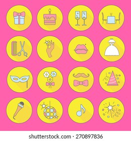 Party and Celebration icon set.Vector silhouette illustration