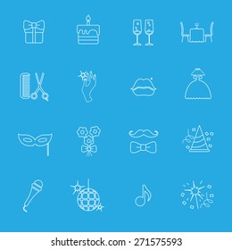 Party and Celebration icon set.Vector silhouette illustration