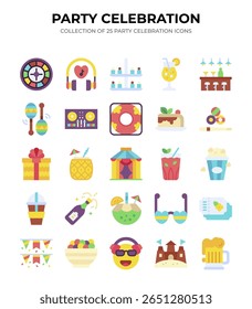 Party Celebration Icons Collection. 25 Fun and Colorful Vector Icons for Events