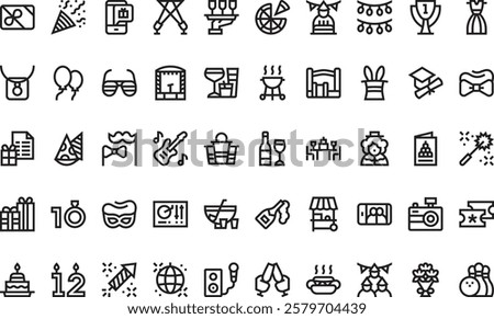 Party and celebration icons High-Quality Vector Icons Collection with Editable Stroke. Ideal for Professional and Creative Projects